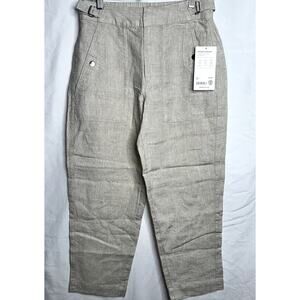 Athleta Voyager Linen Womens Size 4 Tan Elastic Waist Flap Pocket High Rise Pant